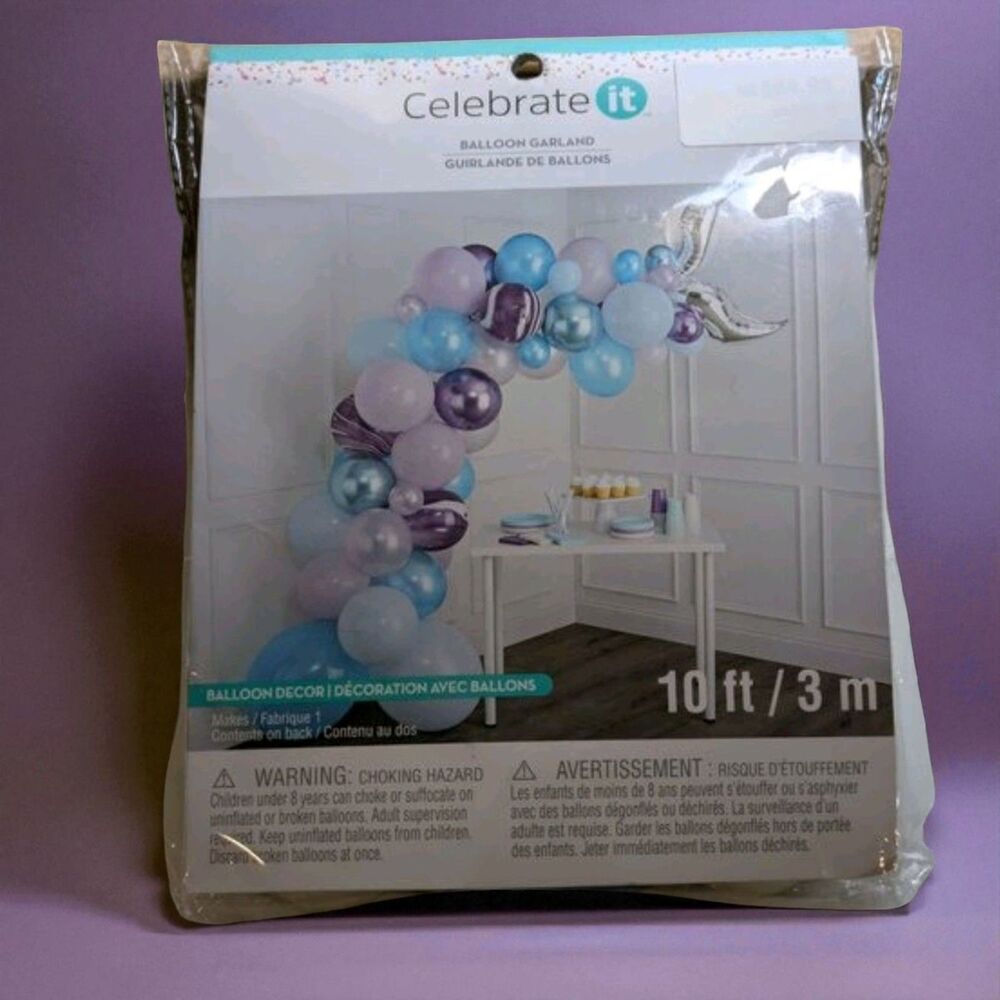 Celebrate It MERMAID TAIL Balloon 10 Ft Garland Decor Kit balloon New Sealed Kit